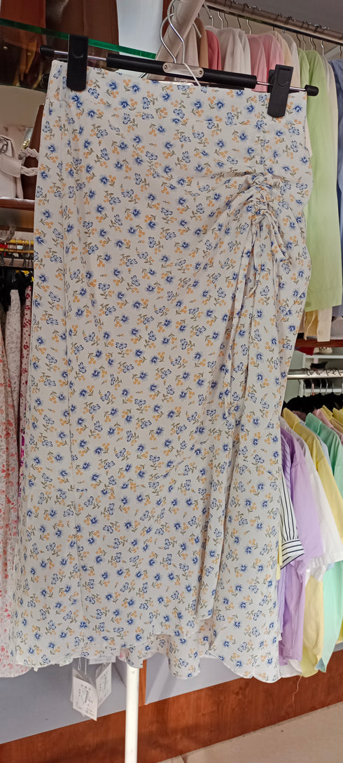 Floral Drawstring Irregular Ruffle Skirts